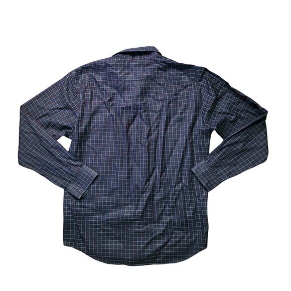 Nautica Slim Fit Non-Iron Button Down Shirt Men’s Large Blue Plaid Long Sleeve - Picture 4 of 7